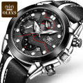 2020 OLEVS 9903 Men Sport WristWatch Military Leather Analog Army Casual Dress Watch For Man Big Dial Digital Quartz Watch